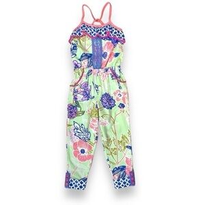 Matilda Jane Girls 4 Horseshoe Jumpsuit Romper Floral The Adventure Begins‎